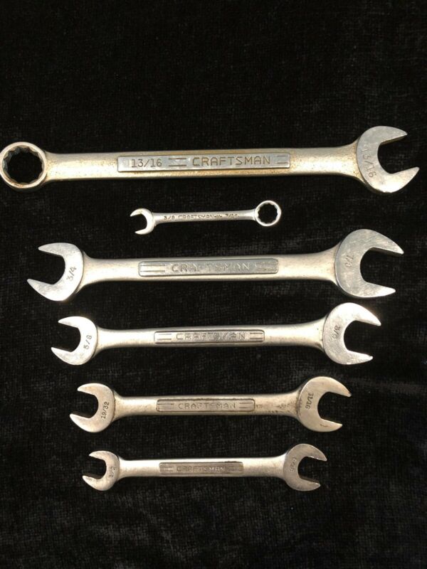 Set of 6 Misc.CRAFTSMAN Wrenches Various Sizes USED See description USA Made Antique Price