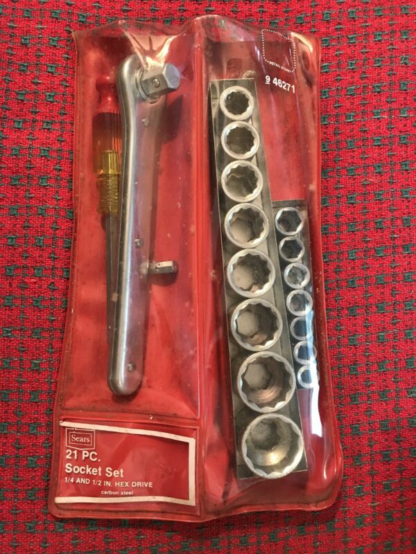 Vintage Sears 46271 21Piece SAE Hex Drive Socket Set USA Excellent