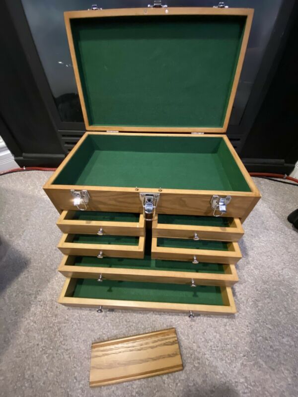 Wooden 6 drawer machinist chest collectible jewelers tool box