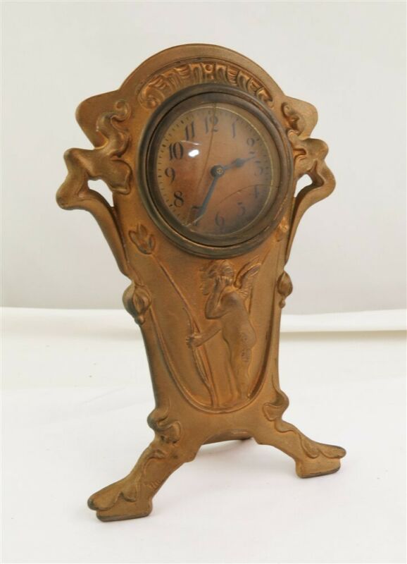 Antique Made in USA Gilt Ormolu Cherub Mantel Clock Antique Price Guide Details Page