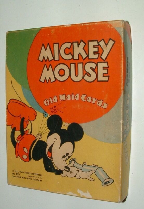 1937 WALT DISNEY MICKEY MOUSE OLD MAID SET COMPLETE IN BOX Antique 1937 WALT DISNEY MICKEY MOUSE OLD MAID SET COMPLETE IN BOX Antique