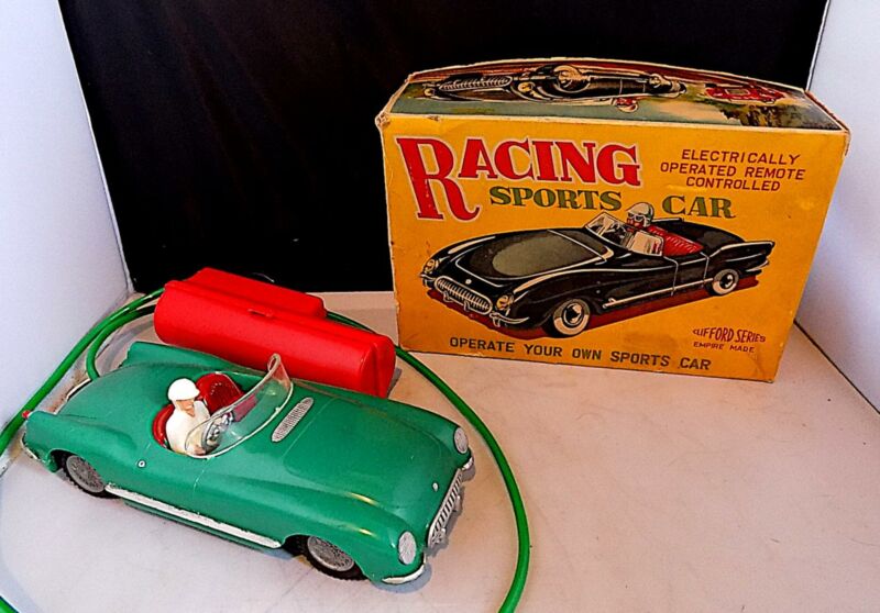 Vintage Plastic BatteryOp Racing Sports Car Wt Remote, Clifford Series