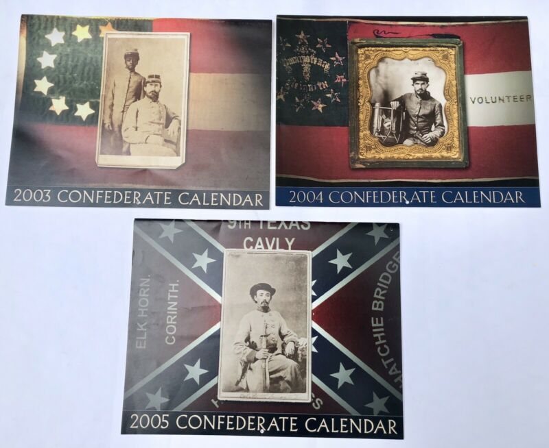 3 Vintage Confederate Calendars, Civil War, 2003, 2004 And 2005