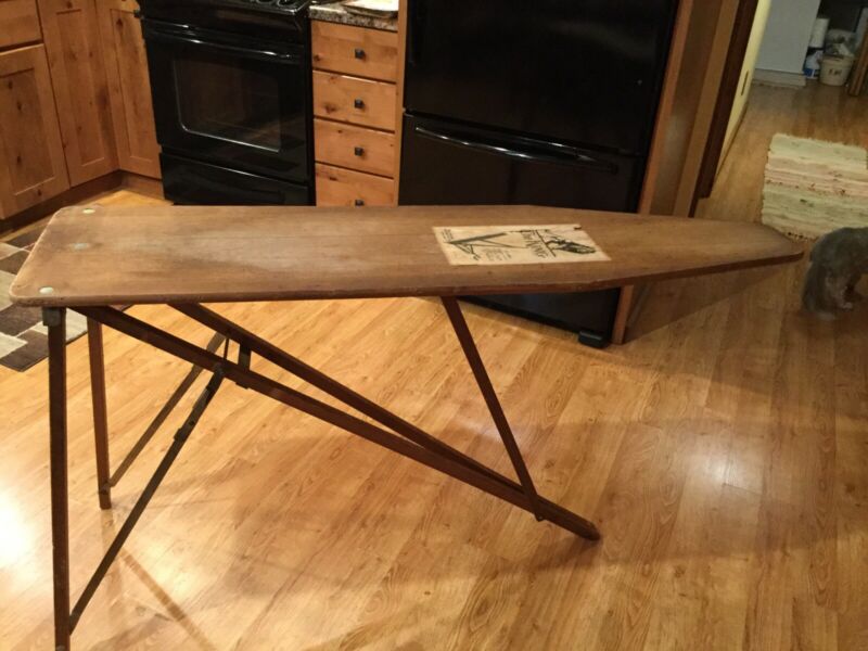 Vintage Wooden Ironing Board Foldable Wood Legs 56â€ Large Antique
