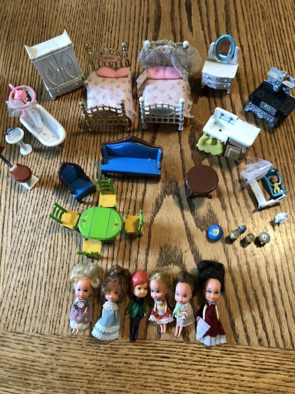 Vintage Mattel The Littles 6 Dolls And Furniture Lot Antique Price