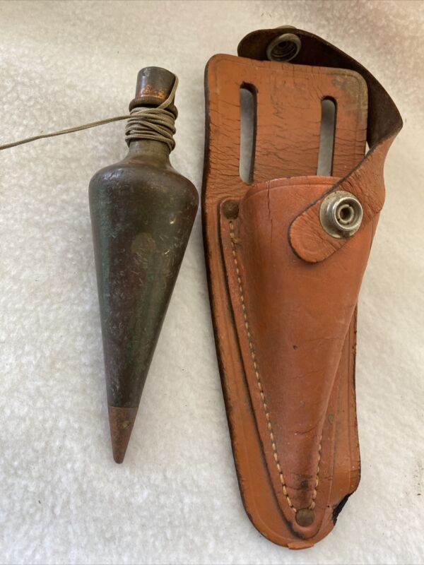 Vintage K+E 830006 Brass Plumb Bob With Leather Case 11.8 ozs 51/4
