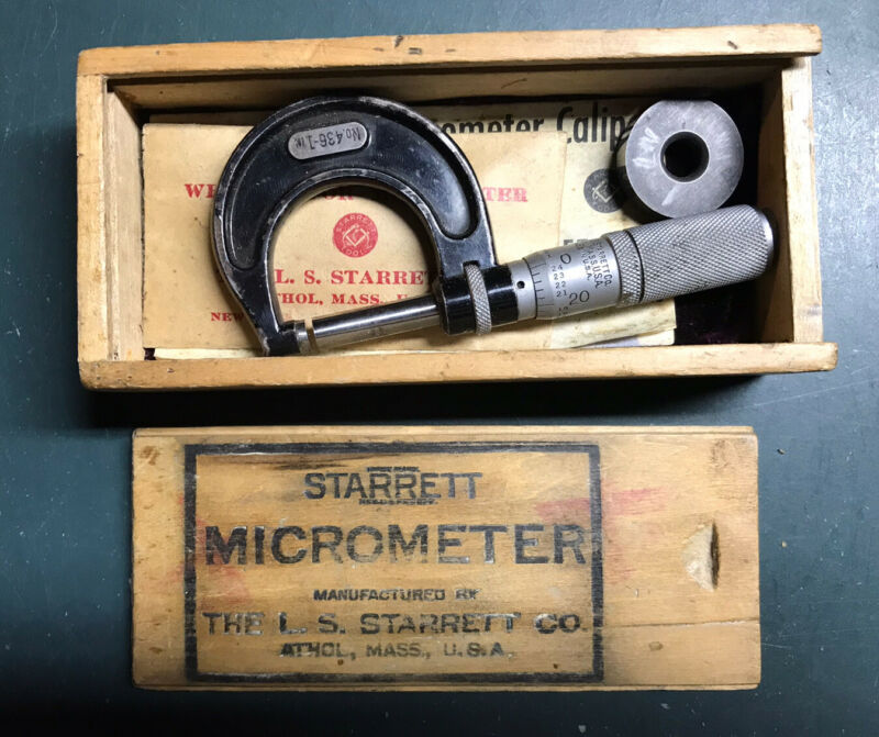 Vintage Starrett No.4361in Micrometer in Original Box w/Wrench