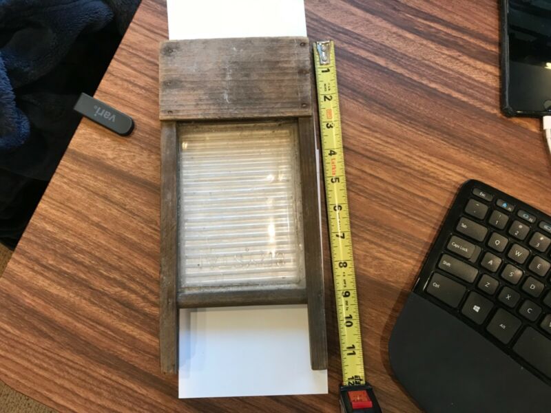 Vintage Mini Crystal Wood Glass Salesman Sample Washboard Antique