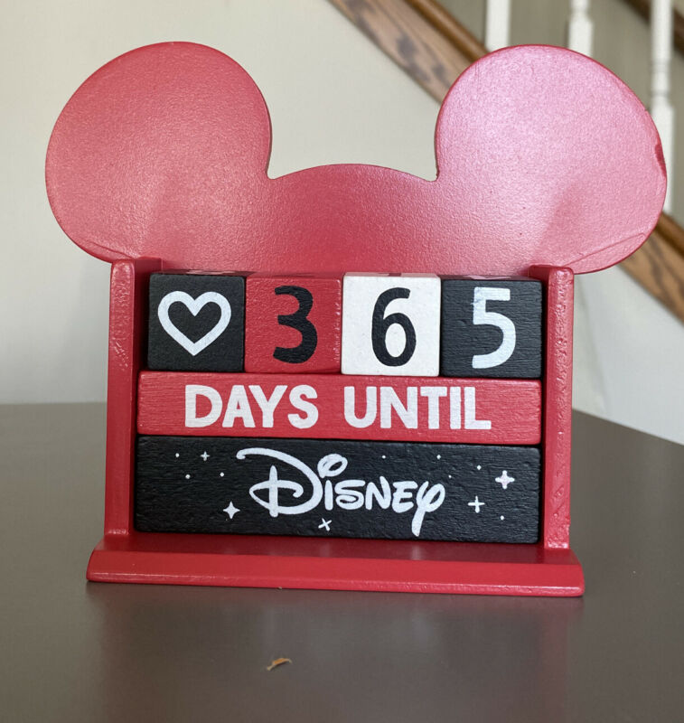 Disney Mickey Mouse Event Countdown Wood Block Desk Calendar Brand New 