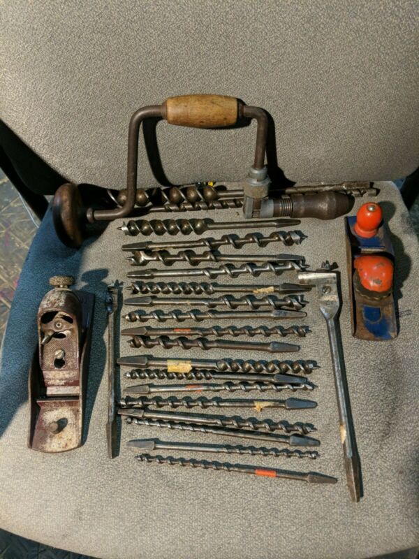 Antique / Vintage AUGER HAND DRILL BITS Square big lot Antique