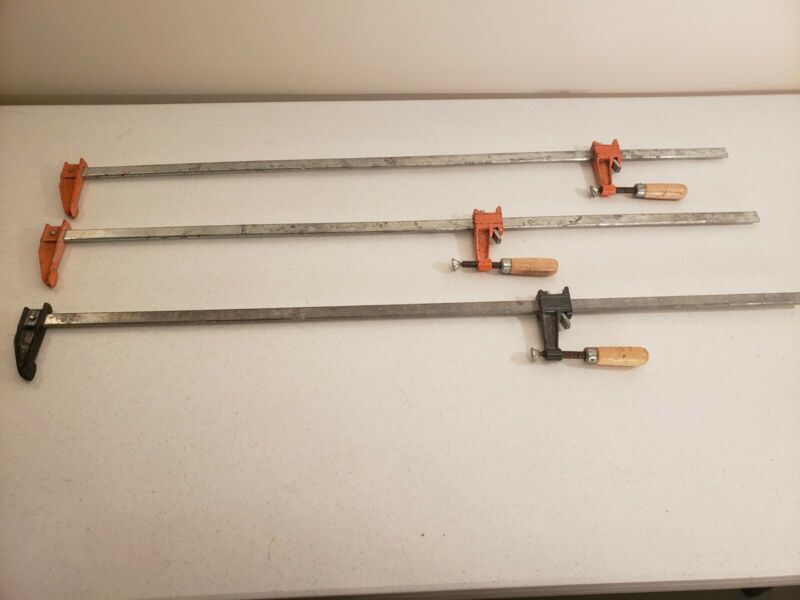 2 Vintage Original (w/Logo) 3736 Wood Handle Bar Clamps