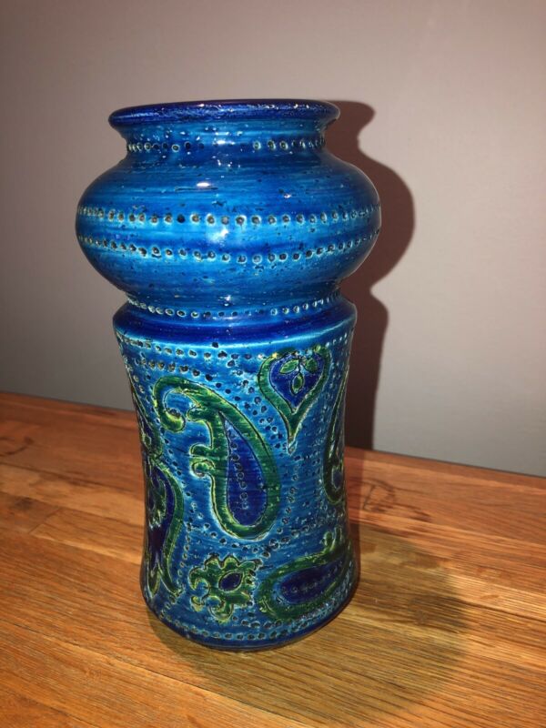 ROSENTHAL NETTER ITALY LONDI BITOSSi RIMINI BLUE PAISLEY VASE Mid ...