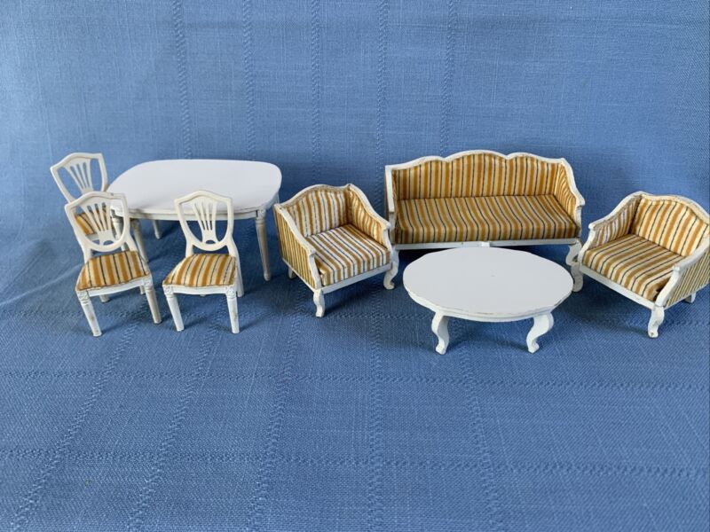 Vintage Lundby Dollhouse Furniture Wood Living Room Dining Set Sweden 1
