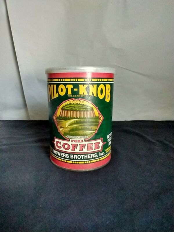 Vintage Pilot Knob Coffee Tin Can Bower Bros, Pilot Mtn, NC, EUC