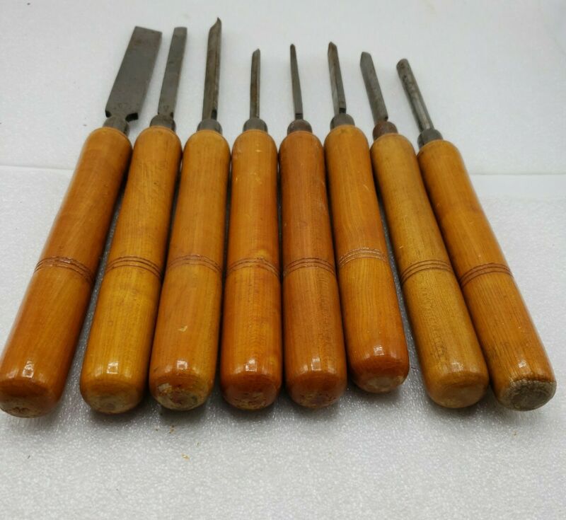 Lot of 8 Vintage KEYSTONE by Disston Wood Carving Lathe Chisels 8