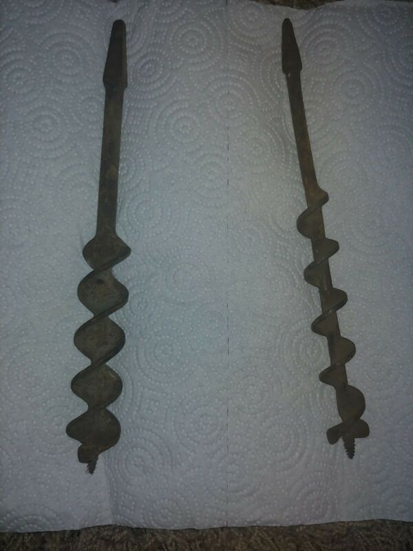 2 Vintage Antique Tapered Square Shank Wood Boring Augers Drill Bits Antique Price Guide