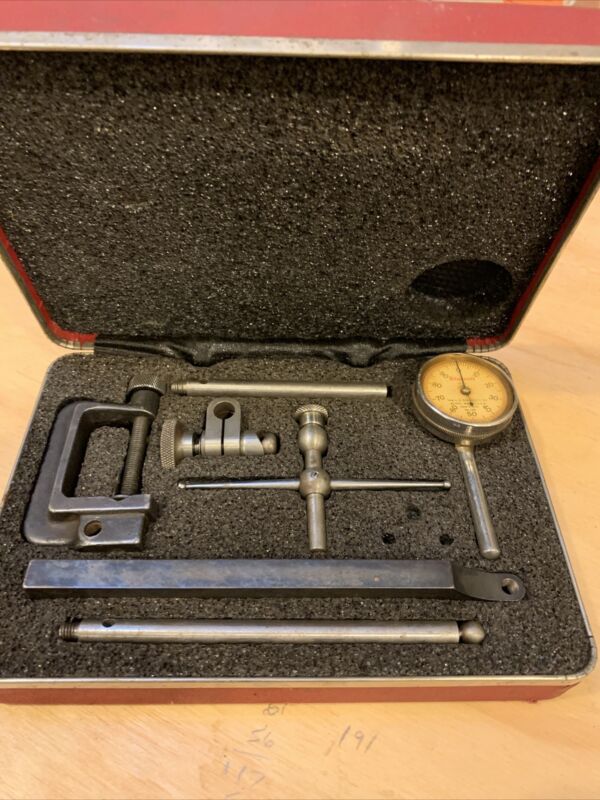 Vintage Starrett no.196 dial surface indicator gauge set kit -- Antique ...