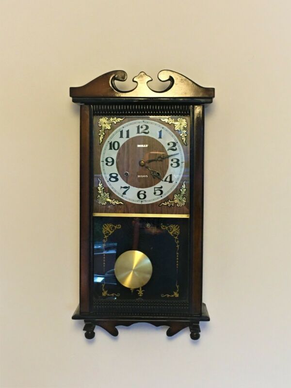 Wooden Wall Clock Mechanical Pendulum works fine Antique Price Guide Details Page