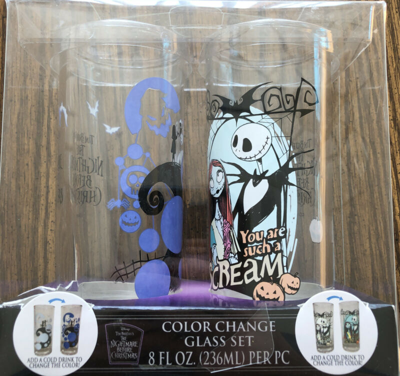 New Disney The Nightmare Before Christmas Color Changing Glass Cup Set New Disney The Nightmare Before Christmas Color Changing Glass Cup Set