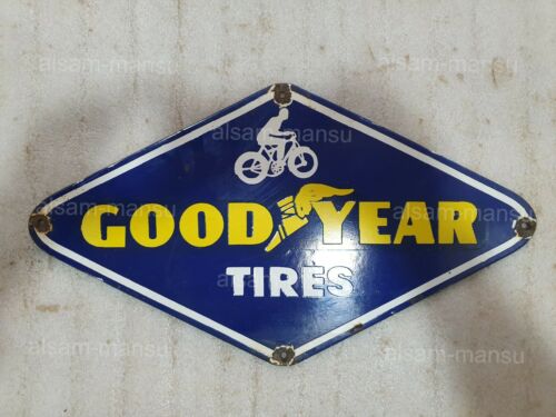GOODYEAR TIRES 18 X 10 INCHES VINTAGE ENAMEL SIGN -- Antique Price ...