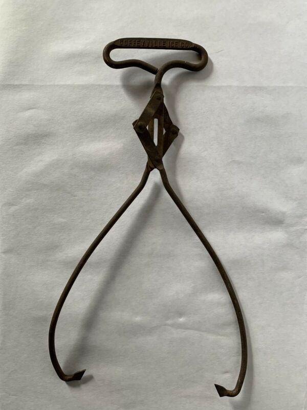 Vintage Antique Primitive Ice Block Hook Tongs Coffeyville Kansas Ice
