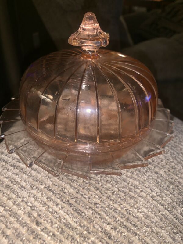 Pink Depression Glass Sierra Pinwheel Butter Dish Antique Price