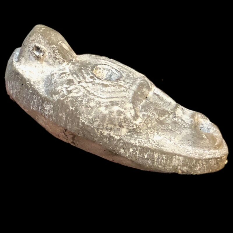 RARE BEAUTIFUL ANCIENT EGYPTIAN OIL LAMP WITH ZOOMORPHIC BUST 300 BC (1