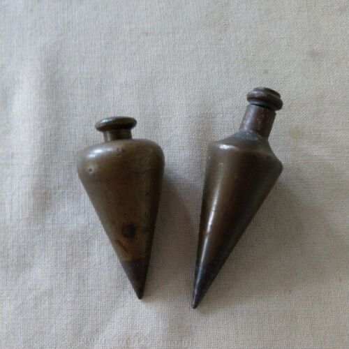 Antique Brass Plumb Bob Lot of 2 Carpenters Unmarked Nice Condition