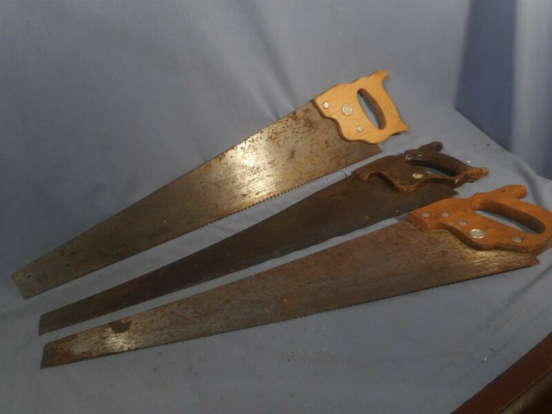 3 Vintage crosscut Hand Saws old estate find, 1 is Disston Townsman T1