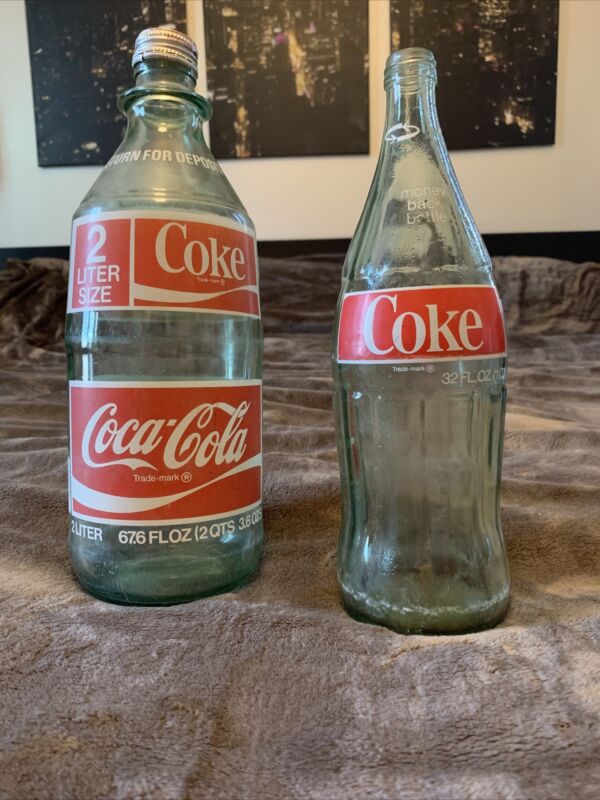 Set of glass Coke bottles 32 oz 2 liter Antique Price Guide Details Page