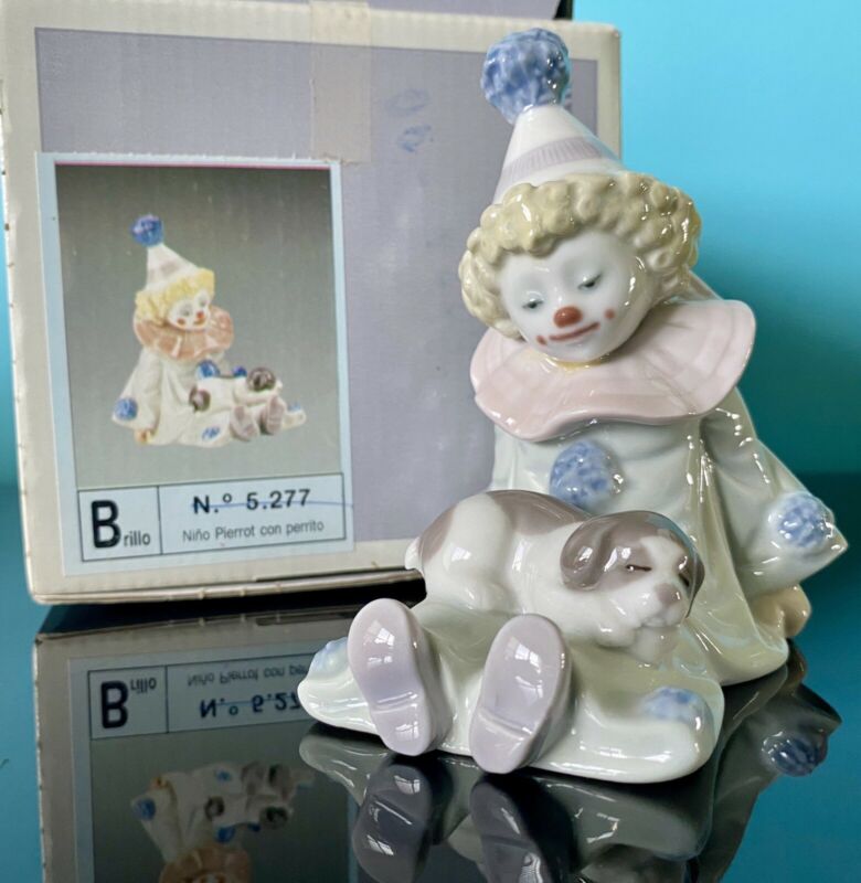 lladro pierrot with puppy
