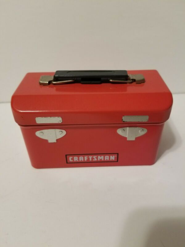 Craftsman Mini Red Metal Tin Gift Box, Tool Box Replica Antique