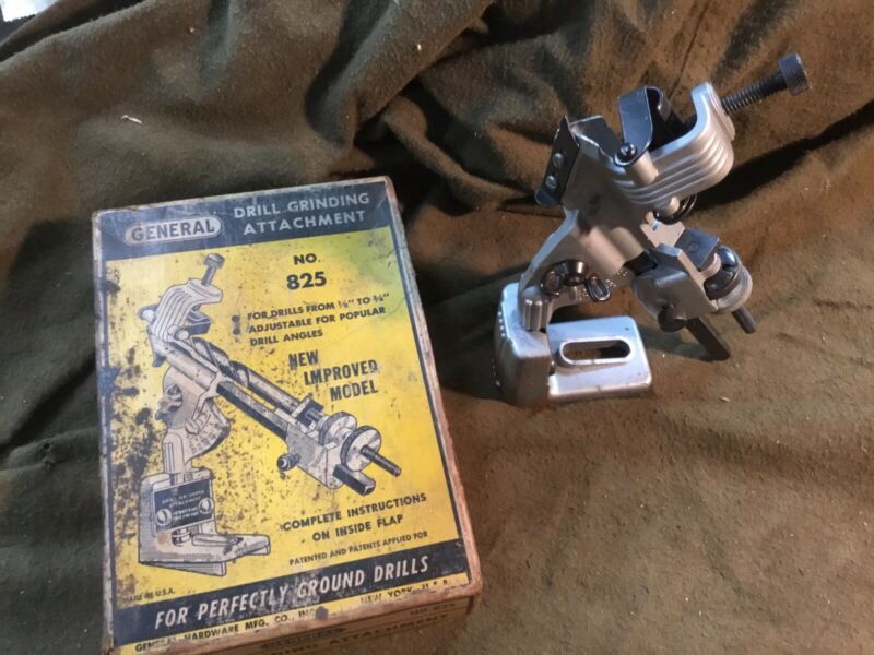 VINTAGE GENERAL DRILL GRINDING ATTACHMENT NO 825 WITH BOX Antique