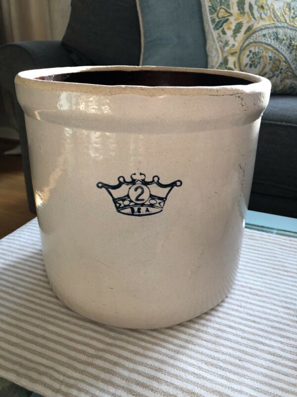 Vintage Antique ROBINSON RANSBOTTOM 2 Gallon Blue Crown Stoneware