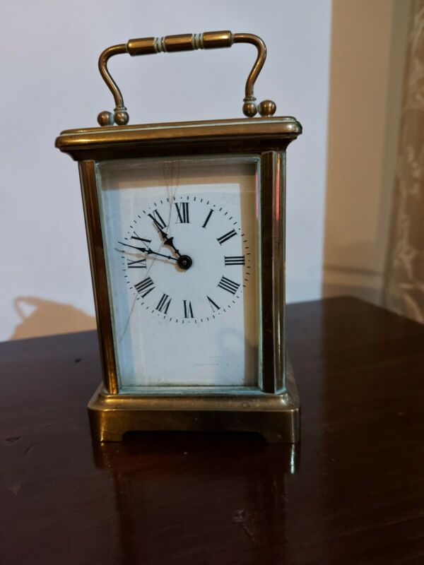 VINTAGE BRASS CARRIAGE CLOCK MADE IN FRANCE WITH KEY Antique Price Guide Details Page