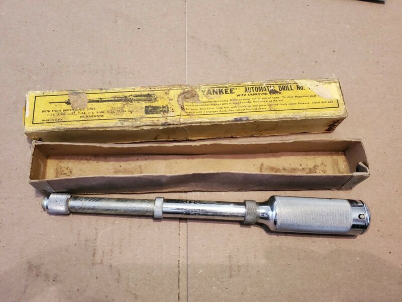 VINTAGE STANLEY "YANKEE" PUSH DRILL No. 41Y 7 BITS & ORIGINAL BOX