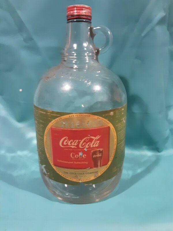 Vintage One Gallon Coca Cola Syrup Bòttle With Label And Cap 1950s