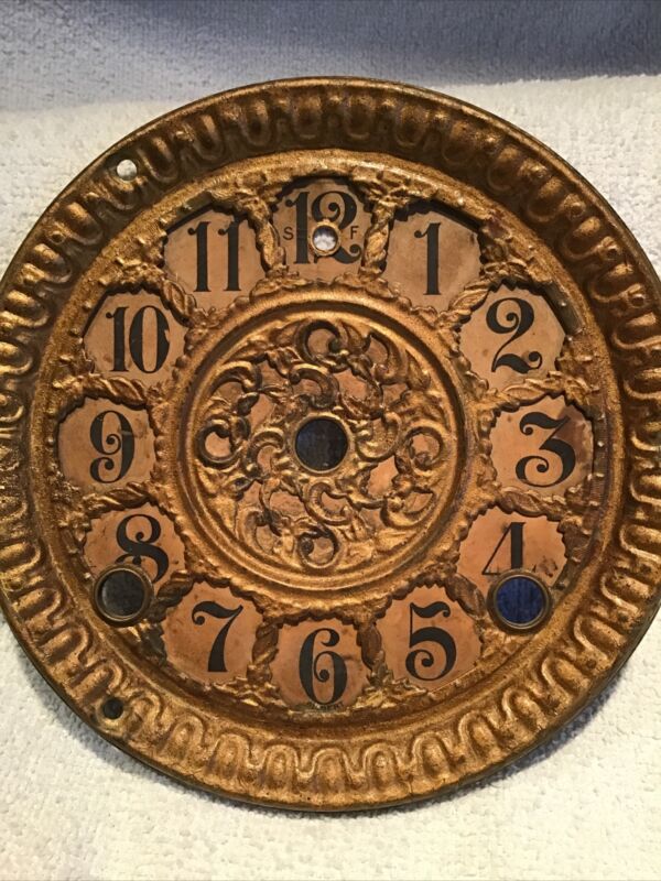 Antique Mantle Clock Fancy Face Dial Pan For Parts Or Repair