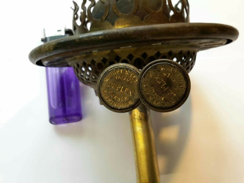 Victorian Early Wright & Butler Kerosene Paraffin Duplex Oil Lamp