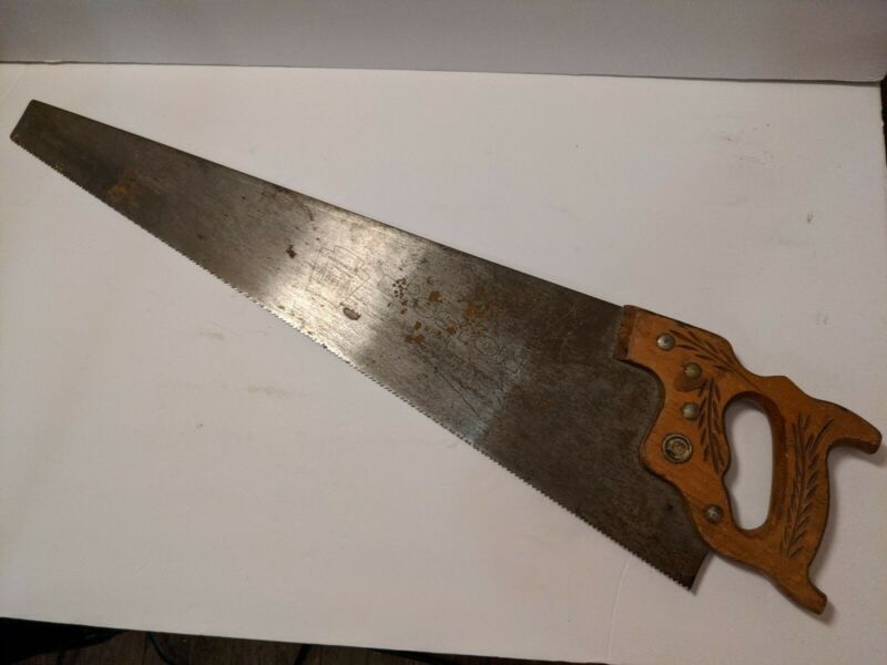Disston Hand Saw D23 Collectible Vintage 8 ppi 26" Triple Wheat Rare