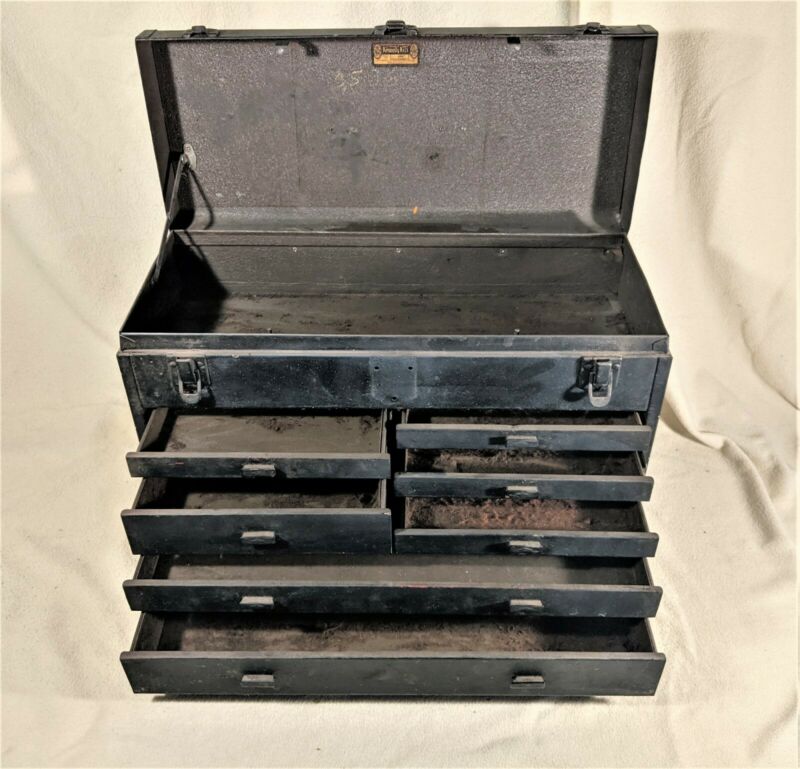 VINTAGE KENNEDY 520 7 DRAWER MACHINIST TOOL BOX CHEST WITH FELT LINING