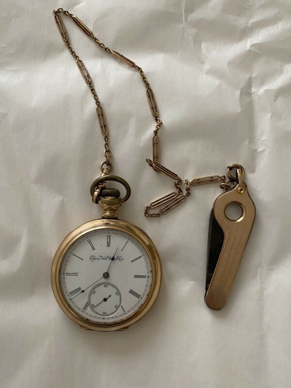 Antique 1893 Elgin National Watch Co. Men''s Pocket Watch with Pocket ...