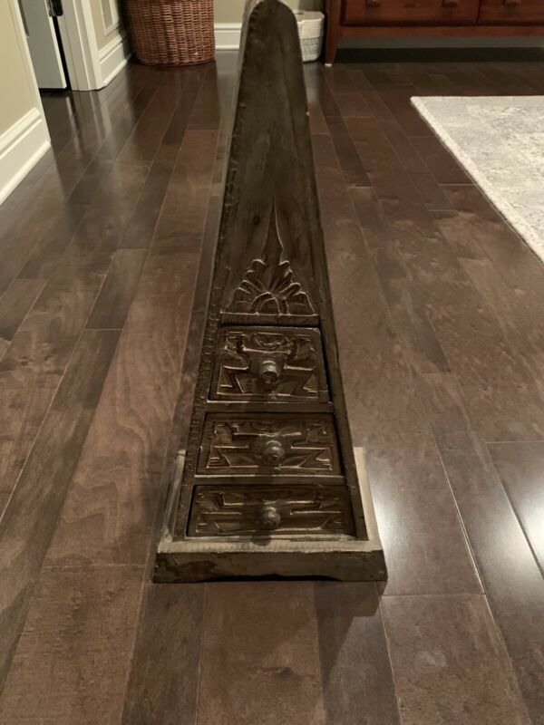 Mexican Aztec Hand Carved Teak Wood Pyramid 3 Drawer Jewelry Box