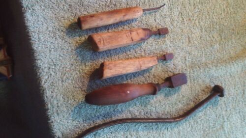 Antique Shoe Maker Cobbler Leather Tools 5 pcs Wood Handles Lot 1 ...