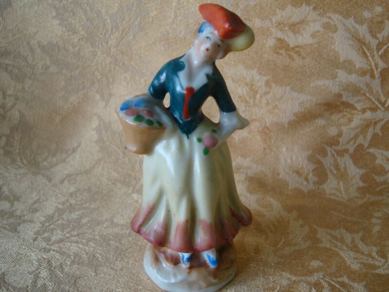 Vintage Occupied Japan Figurine Beautiful Lady with Flower Basket 4 3/4 ...