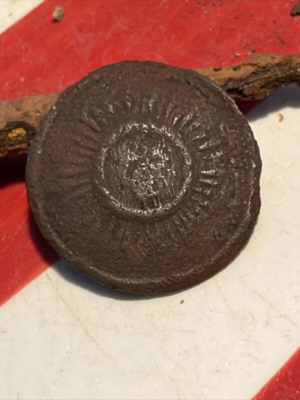 Dug Civil War Confederate One Puece Nc North Carolina Button -- Antique