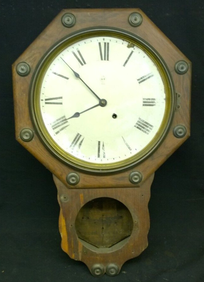 Antique 1910 Seth Thomas Large Wooden Pendulum Clock Watchmaker Repair