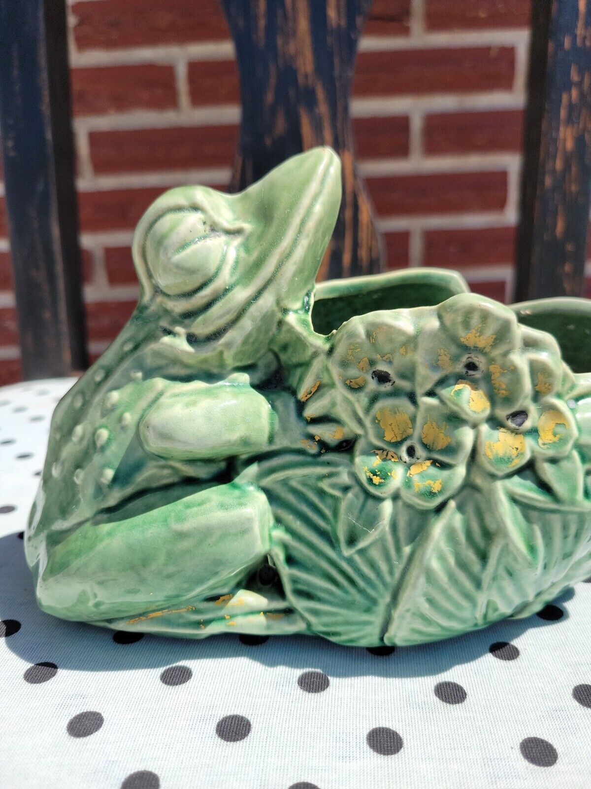 Vintage McCoy Pottery Large Green Frog Planter -- Antique Price Guide