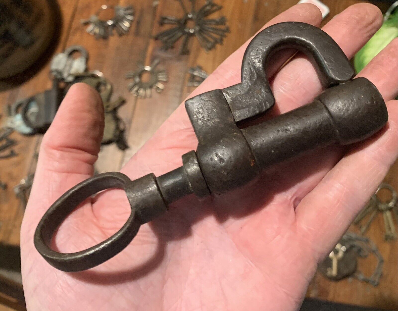 Antique Barrel lock And Key With Clamp Style. Interior