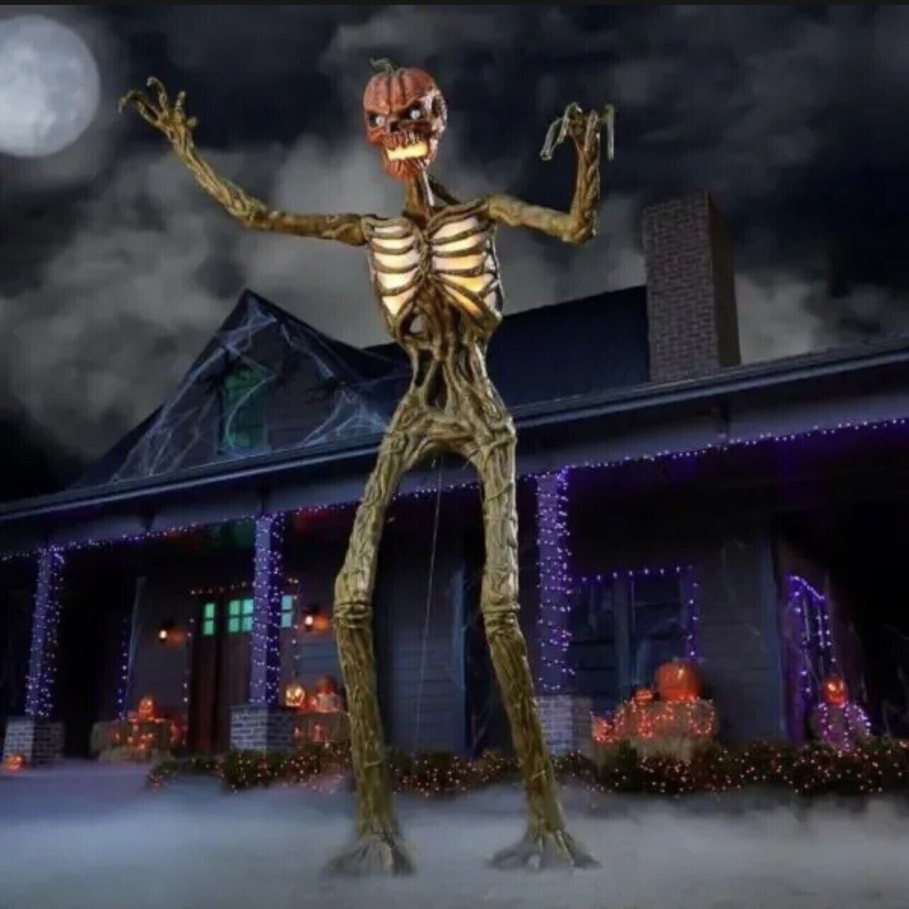 Home Depot Halloween 12 FT Foot Giant Inferno Pumpkin Animated LCD Eyes